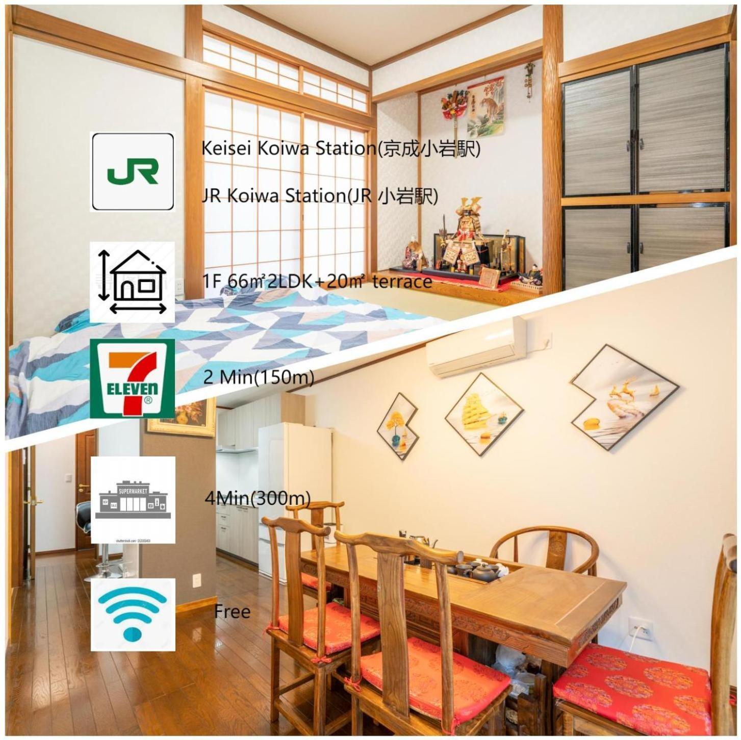 טוקיו Jr 66Sqm 1F Family Suite 2Ldk Jr Koiwa-Keisei Koiwa-Asakusa-Oshiage-Shinjuku-Ueno מראה חיצוני תמונה